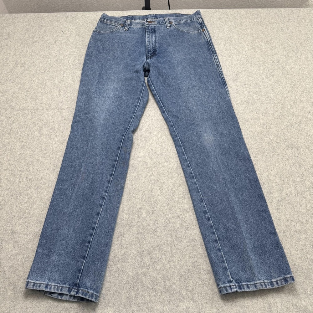 Wrangler Jeans Mens 35x31 (33x32) Blue Regular Fit Straight Leg Denim 1013MWZ